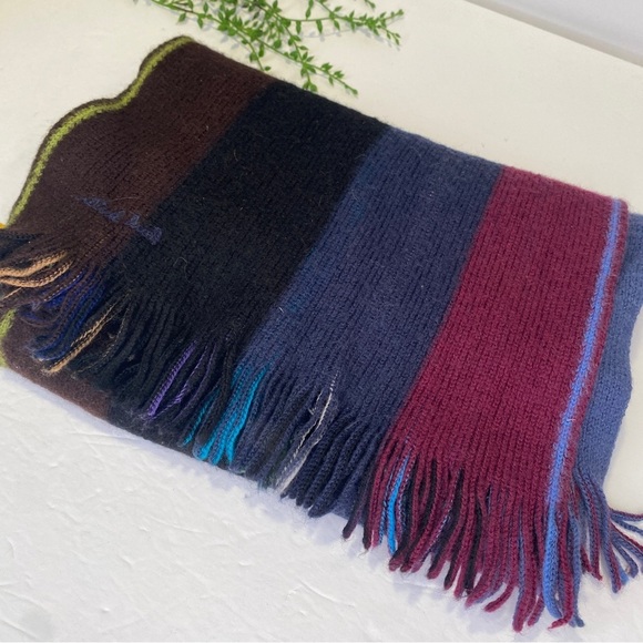 Paul Smith London Multicolored Striped Reversible Scarf Blue Black Brown